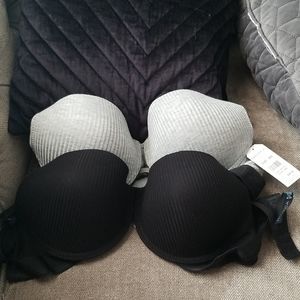 Brand new 2 bras Grey and Black  size:38 c